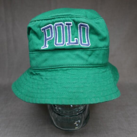Polo Ralph Lauren Bucket Hat Green Embroidered Spellout - Picture 1 of 7